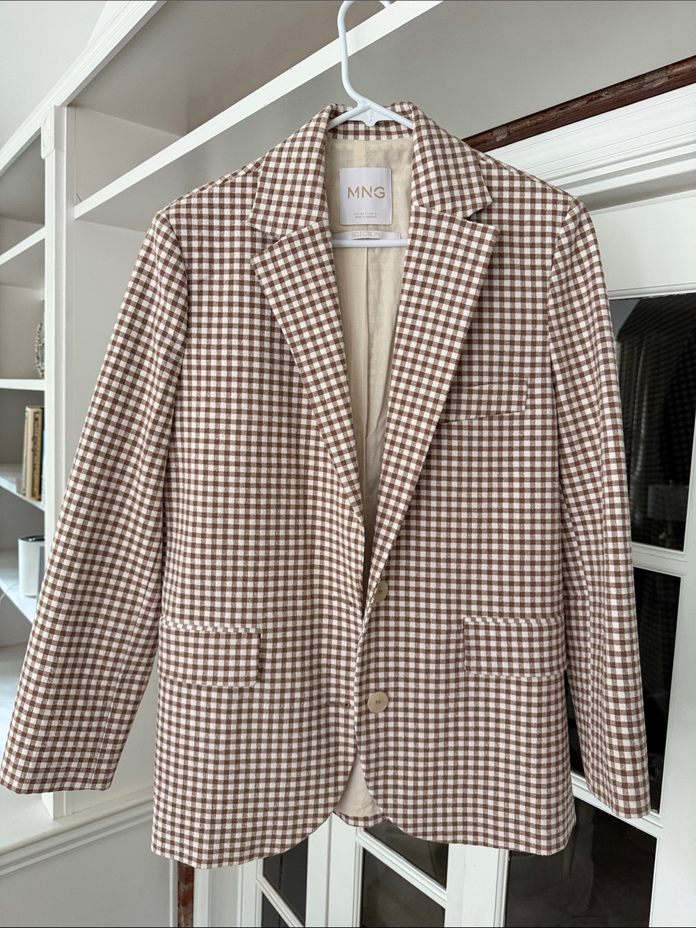 Mango Brown & White Gingham Blazer